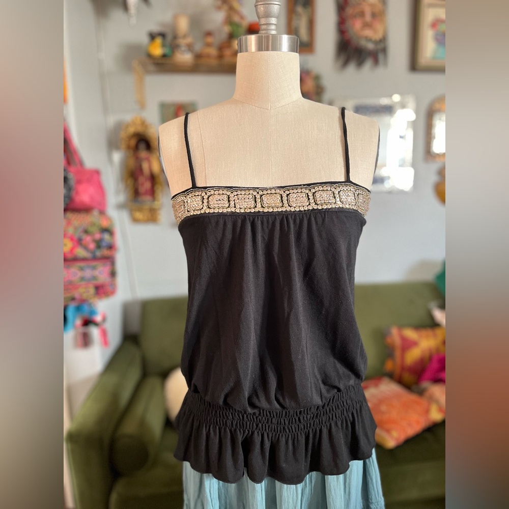 Y2K xhilaration Black beaded sequin top